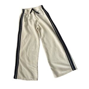 Zara Girls Cream Wide-Leg Pants with Black Stripes Size 11-12